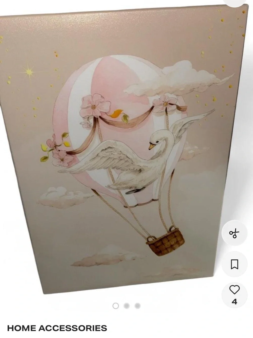 & Other Stories Pink, Cream and Gold Swan Hot-Air Balloon Canvas